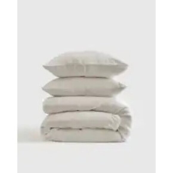 Quince 100% European Linen Duvet Cover 2PC Set Color White Size Twin -NEW- - Picture 5 of 6